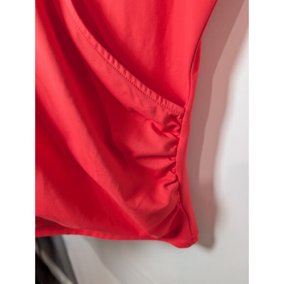 Ann Taylor Tank Top Sleeveless Shirt Faux Wrap Red Shell Blouse Women's Size Med - Picture 3 of 11